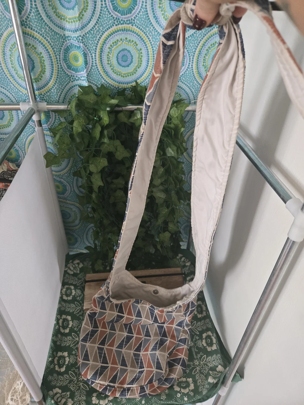 4/$15 Boho Geometric Woven Crossbody Bag Hippie Festival Sling Purse Neutral